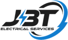 Logo for JBT Electrical Services with a blue lightning bolt.